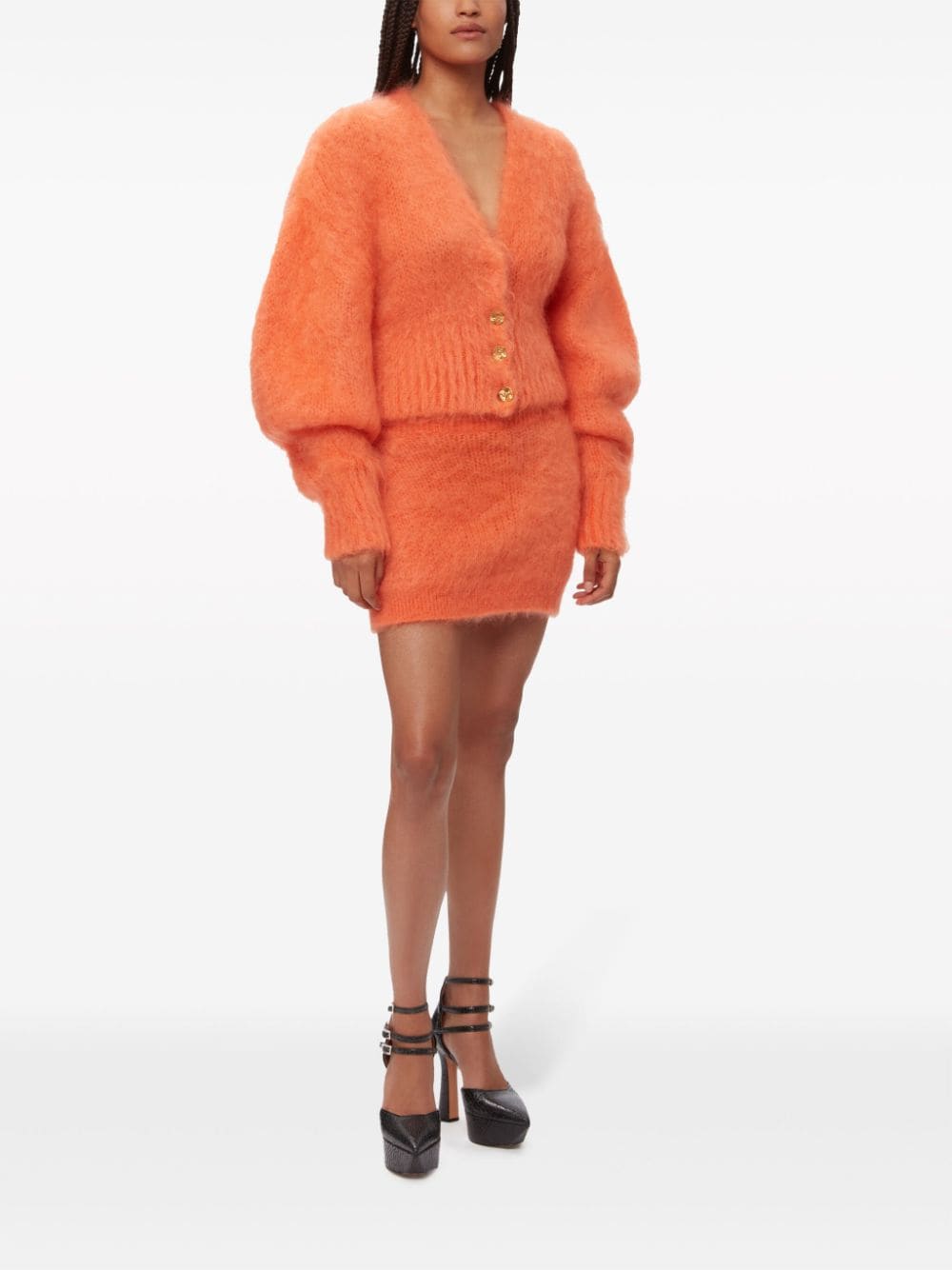 Shop Nina Ricci Brushed Mohair-blend Miniskirt In Orange