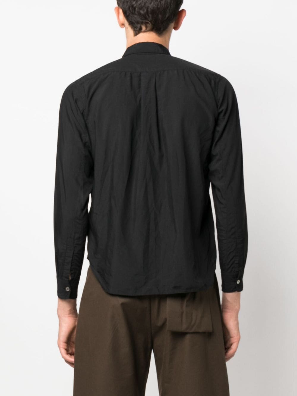 Shop Black Comme Des Garçons Long-sleeve Patch-pocket Shirt In Black