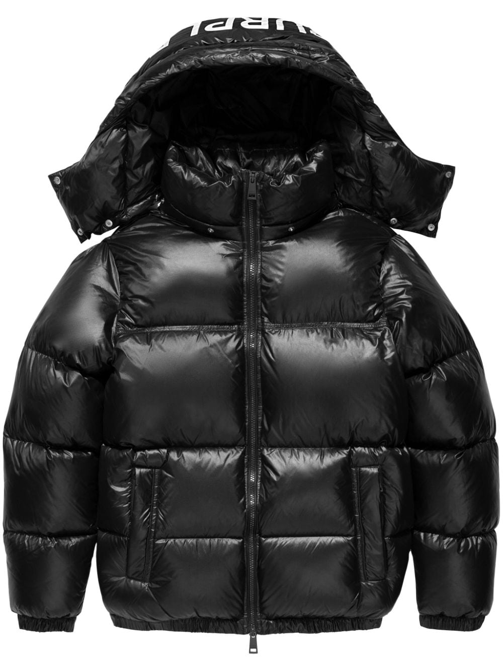 logo-print hooded down jacket