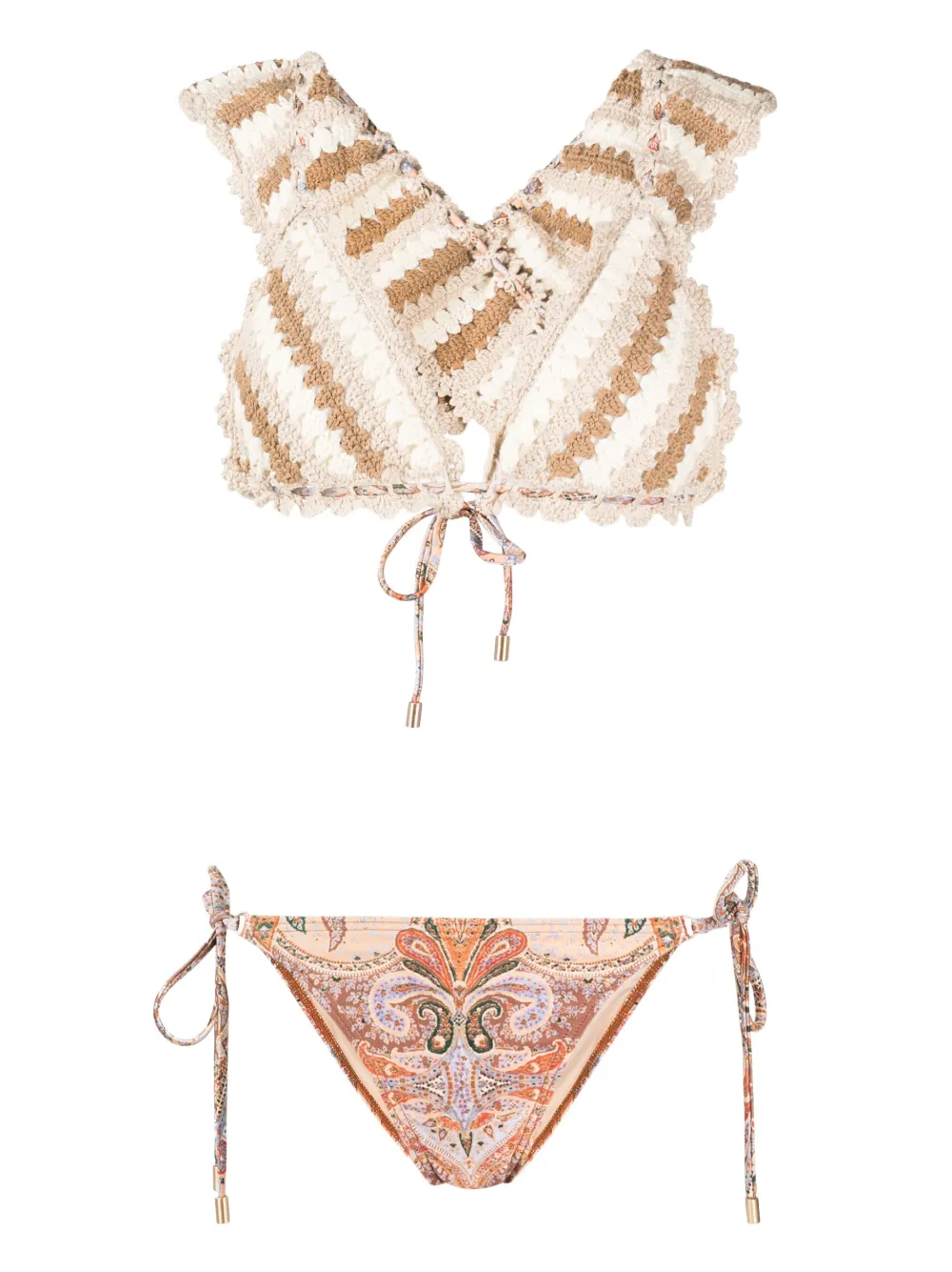 Zimmermann Devi Striped Crochet Knit Bikini Farfetch