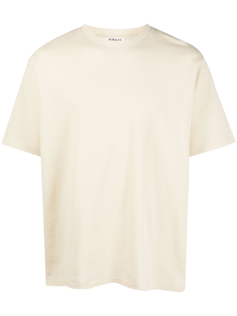 Shop Auralee Crew-neck Cotton T-shirt In Neutrals