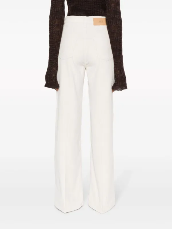 AMI Paris Flared Corduroy Trousers White FARFETCH AO
