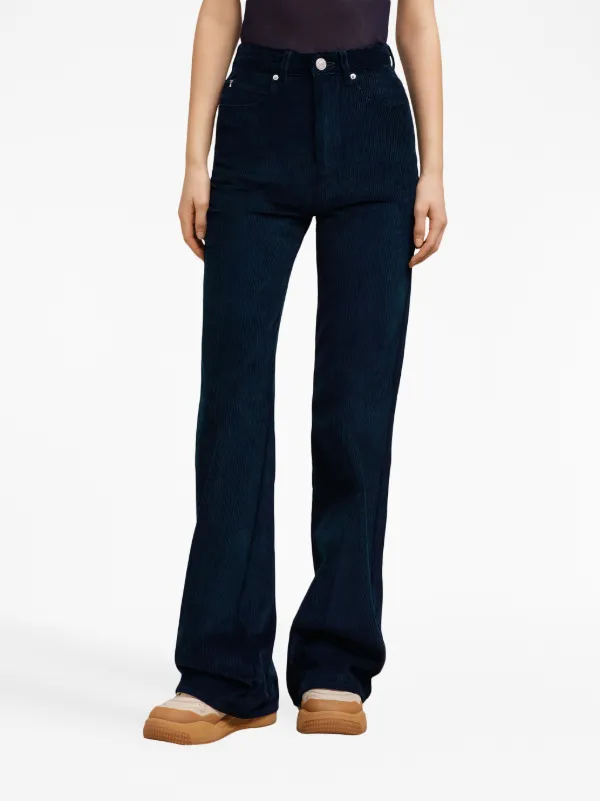 AMI Paris Flared Corduroy Trousers | Blue | FARFETCH RO