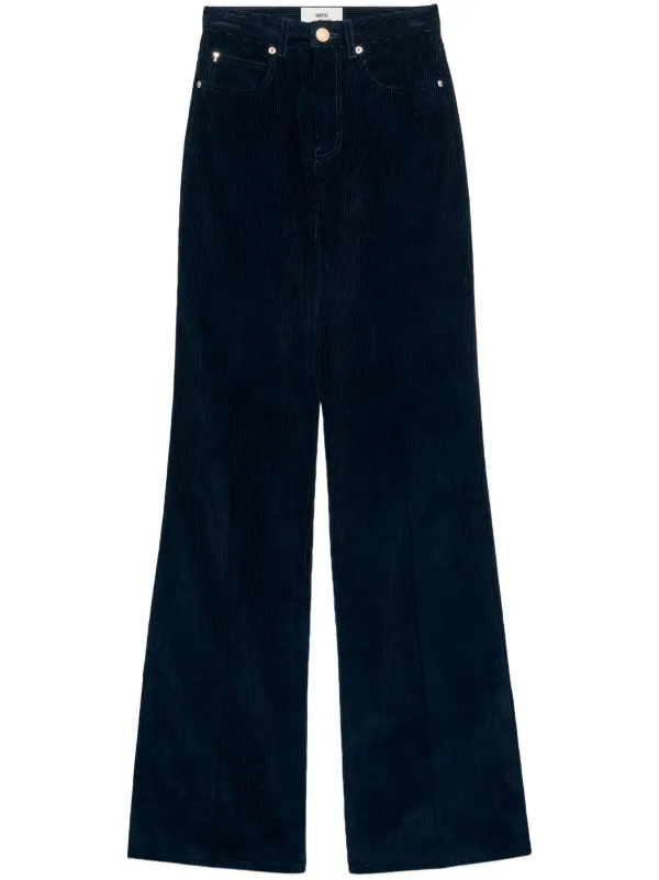 AMI Paris Flared Corduroy Trousers | Blue | FARFETCH RO