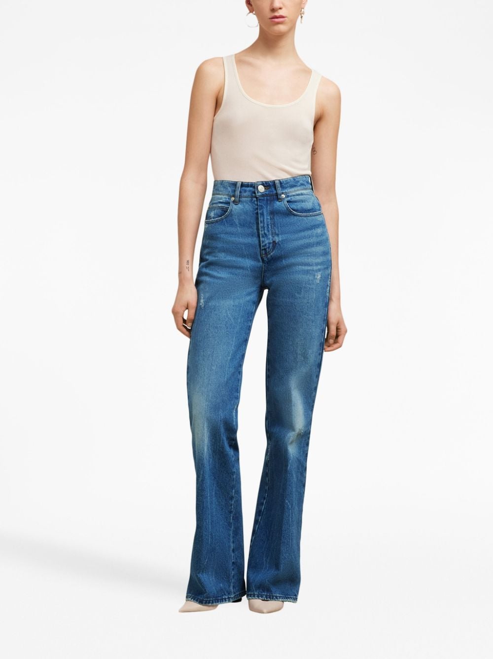 Shop Ami Alexandre Mattiussi High-waist Straight-leg Cotton Jeans In Blue