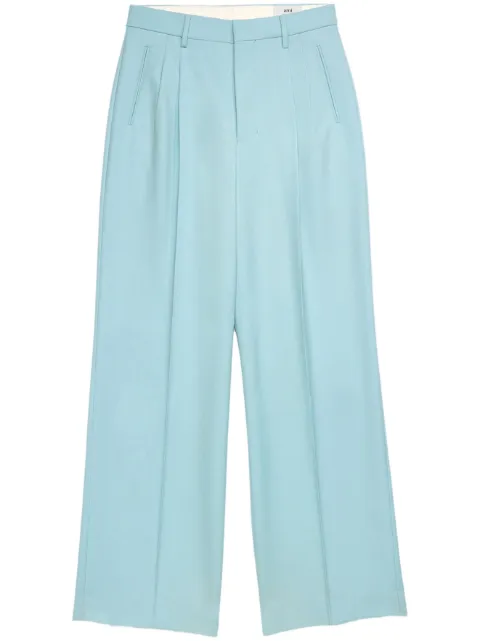 AMI Paris pleated long-length wool trousers