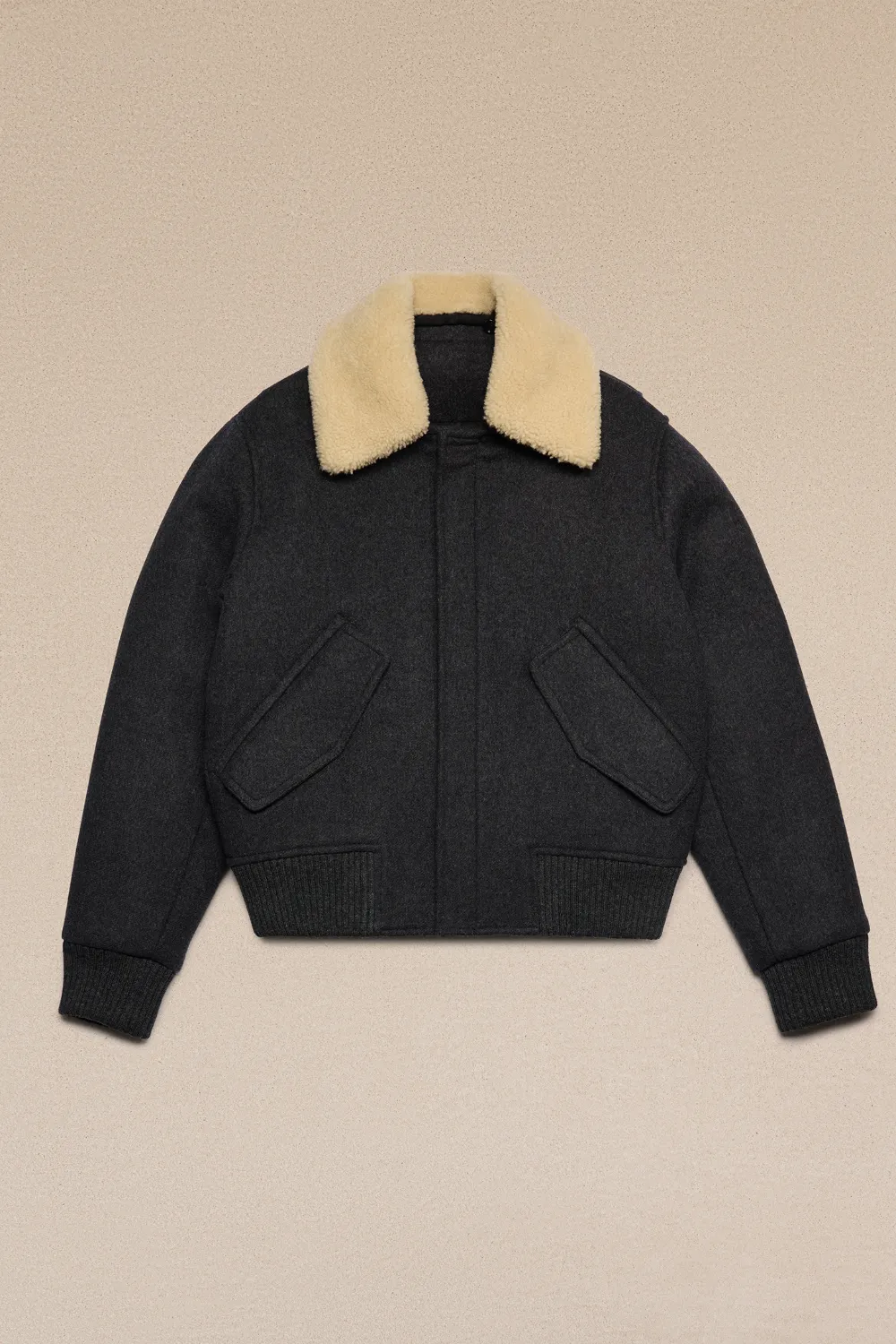 Ami Alexandre Mattiussi Shearling-collar Wool Bomber Jacket