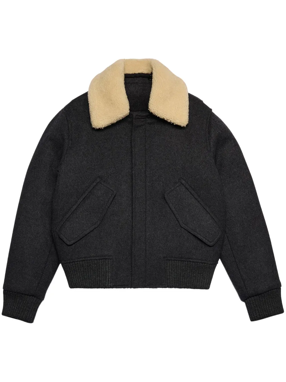 Image 1 of AMI Paris shearling-collar wool bomber jacket