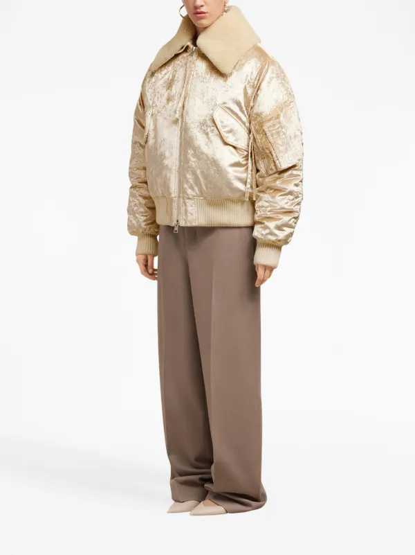 AMI Paris Metallic Velvet Bomber Jacket | Neutrals | FARFETCH