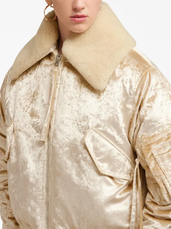 AMI Paris Metallic Velvet Bomber Jacket | Neutrals | FARFETCH