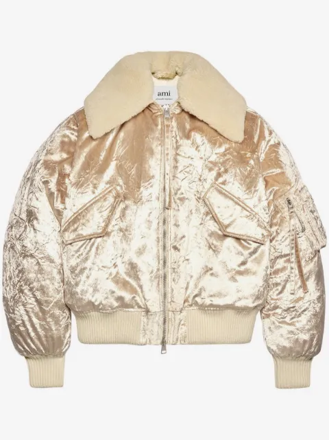 AMI Paris metallic velvet bomber jacket