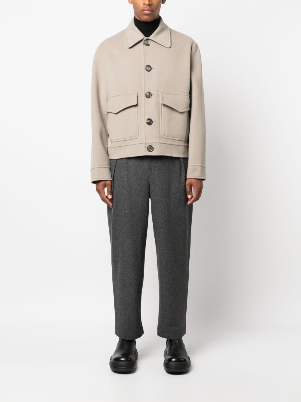 AMI Paris pointed-collar Buttoned Jacket - Farfetch