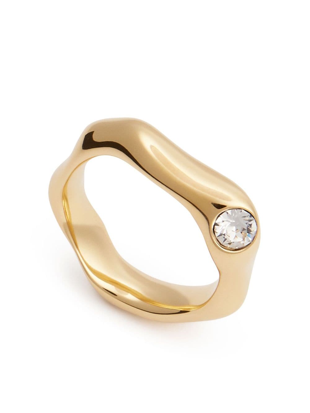 Ami Alexandre Mattiussi Crystal-embellished Asymmetric-design Ring In Gold