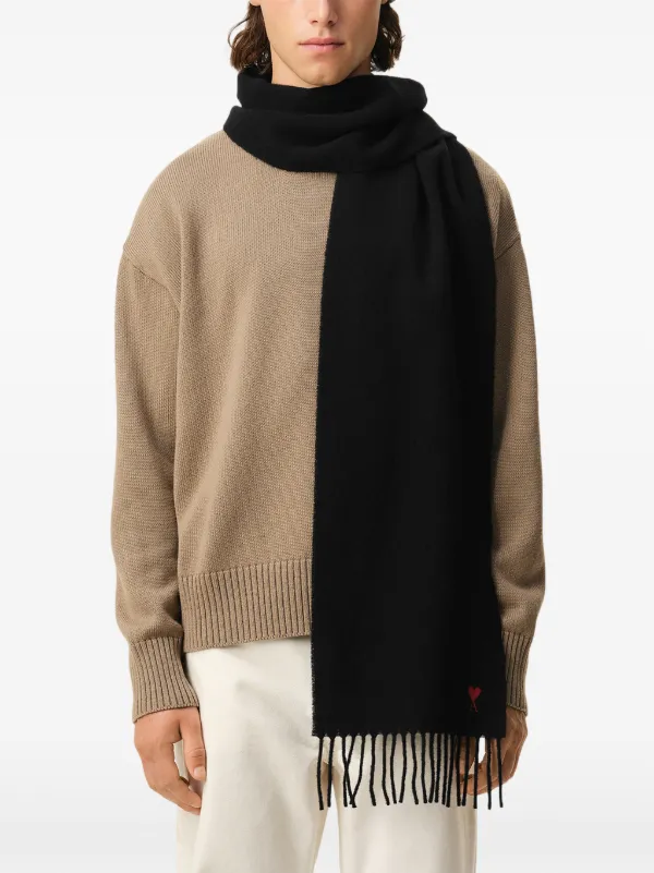 AMI Paris Ami De Coeur ウールスカーフ | ブラック | FARFETCH JP