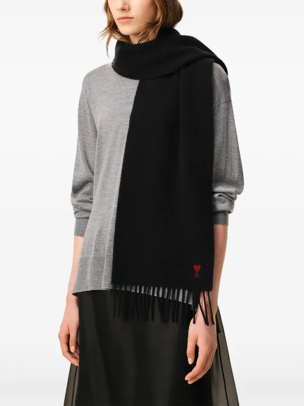 AMI Paris Ami De Coeur ウールスカーフ | ブラック | FARFETCH JP