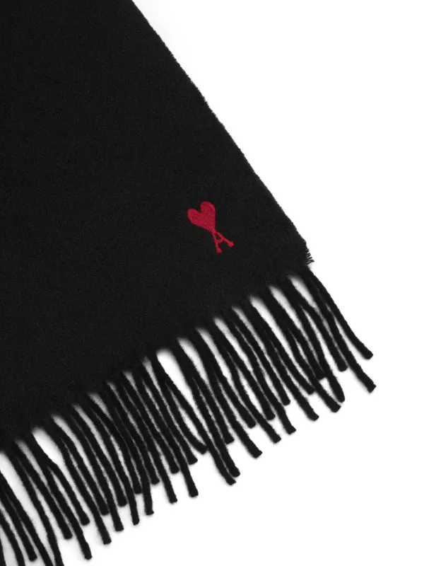 AMI Paris Ami De Coeur ウールスカーフ | ブラック | FARFETCH JP