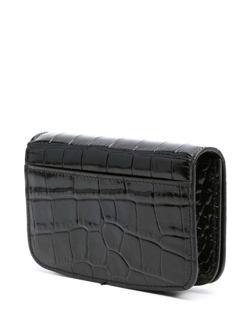 AMI Crocodile-Embossed Logo Wallet - 001 Black