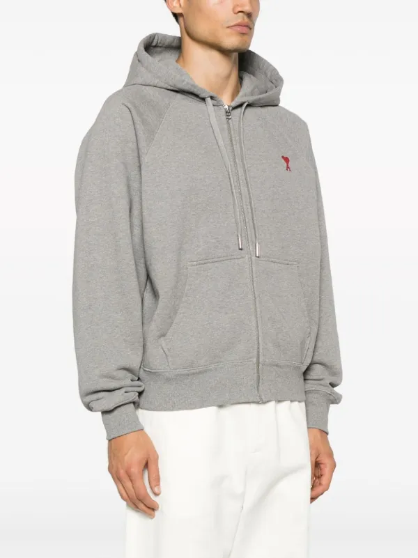 AMI Paris Ami De Coeur-embroidered zip-up Hoodie - Farfetch