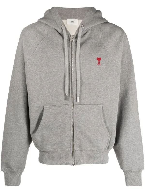 AMI Paris Ami De Coeur-embroidered zip-up Hoodie - Farfetch