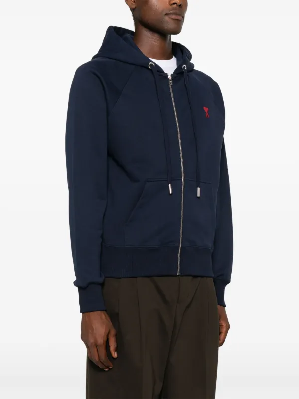 AMI Paris Ami De Coeur-embroidered zip-up Hoodie | Blue