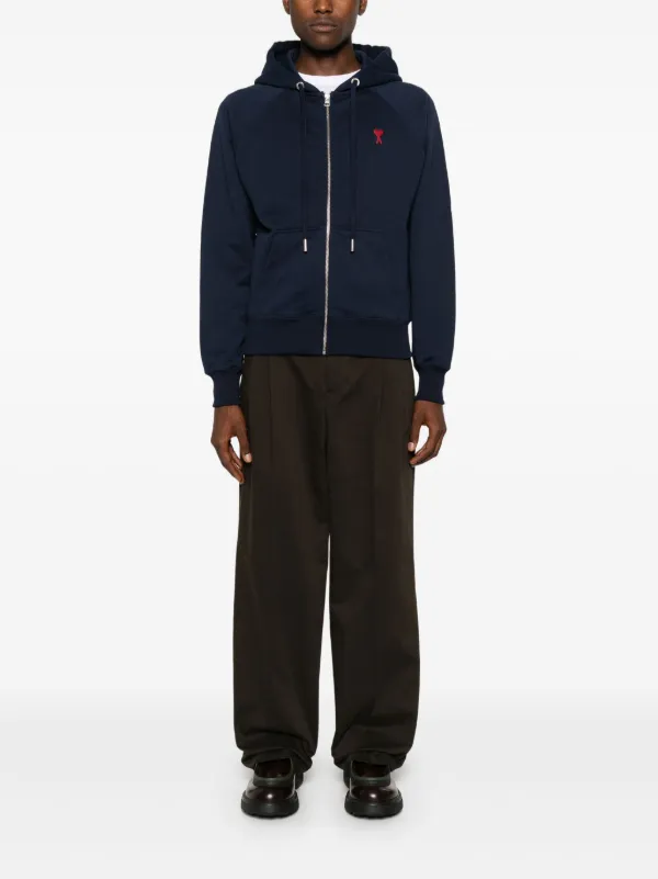 AMI Paris Ami De Coeur-embroidered zip-up Hoodie | Blue