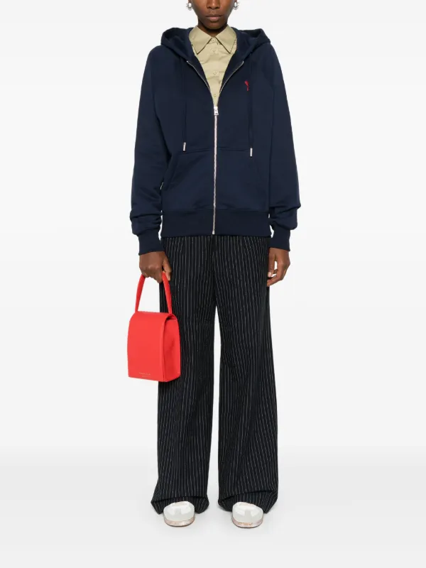 【関税&送料込】Ami Blue Hoodie AMI Paris Ami De Coeur-embroidered zip-up Hoodie | Blue