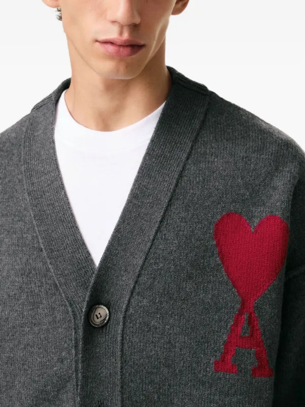 アミパリス　カーディガングレー AMI Paris Ami De Coeur カーディガン | グレー | FARFETCH JP
