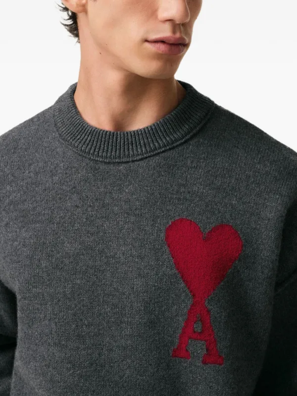 Black Heart Ami Sweatshirt Grey AMI Paris Ami De Coeur Sweater