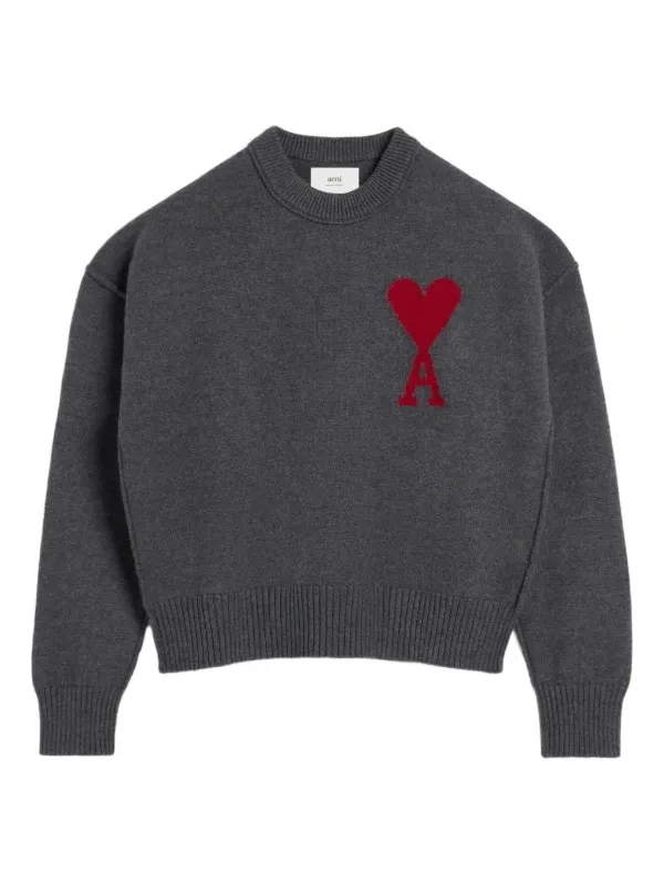 ami paris ami de coeur ニットポロ　セーター AMI Paris Ami De Coeur Polo Sweater | Grey | FARFETCH