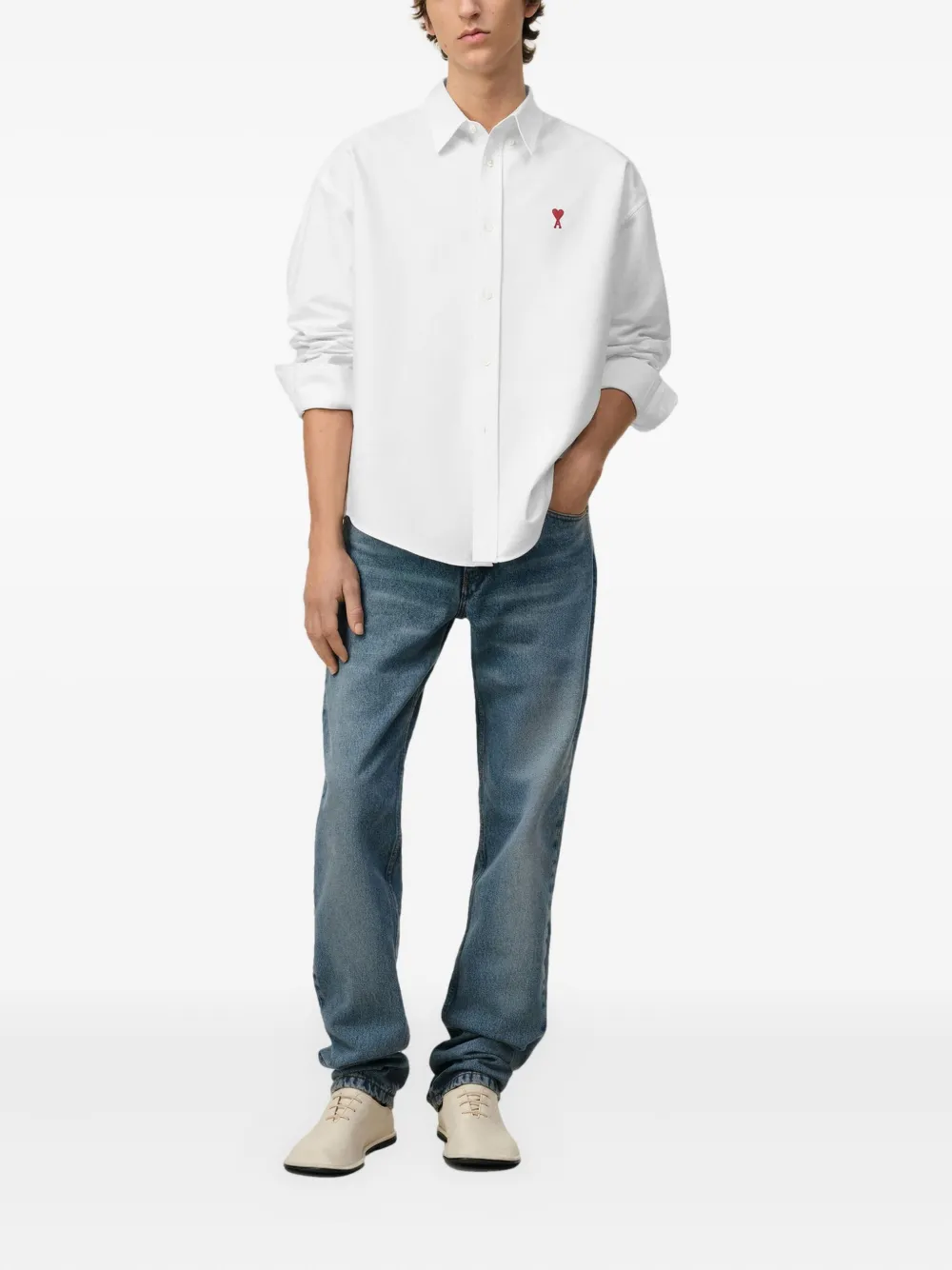 AMI Paris logo-embroidered poplin shirt | Women | Image 2