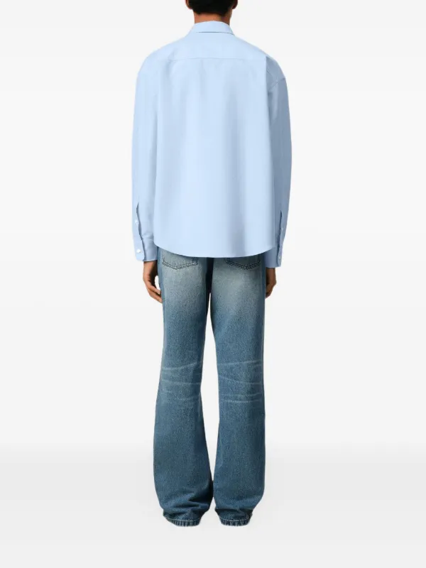AMI Paris logo-embroidered Poplin Shirt | Blue | FARFETCH