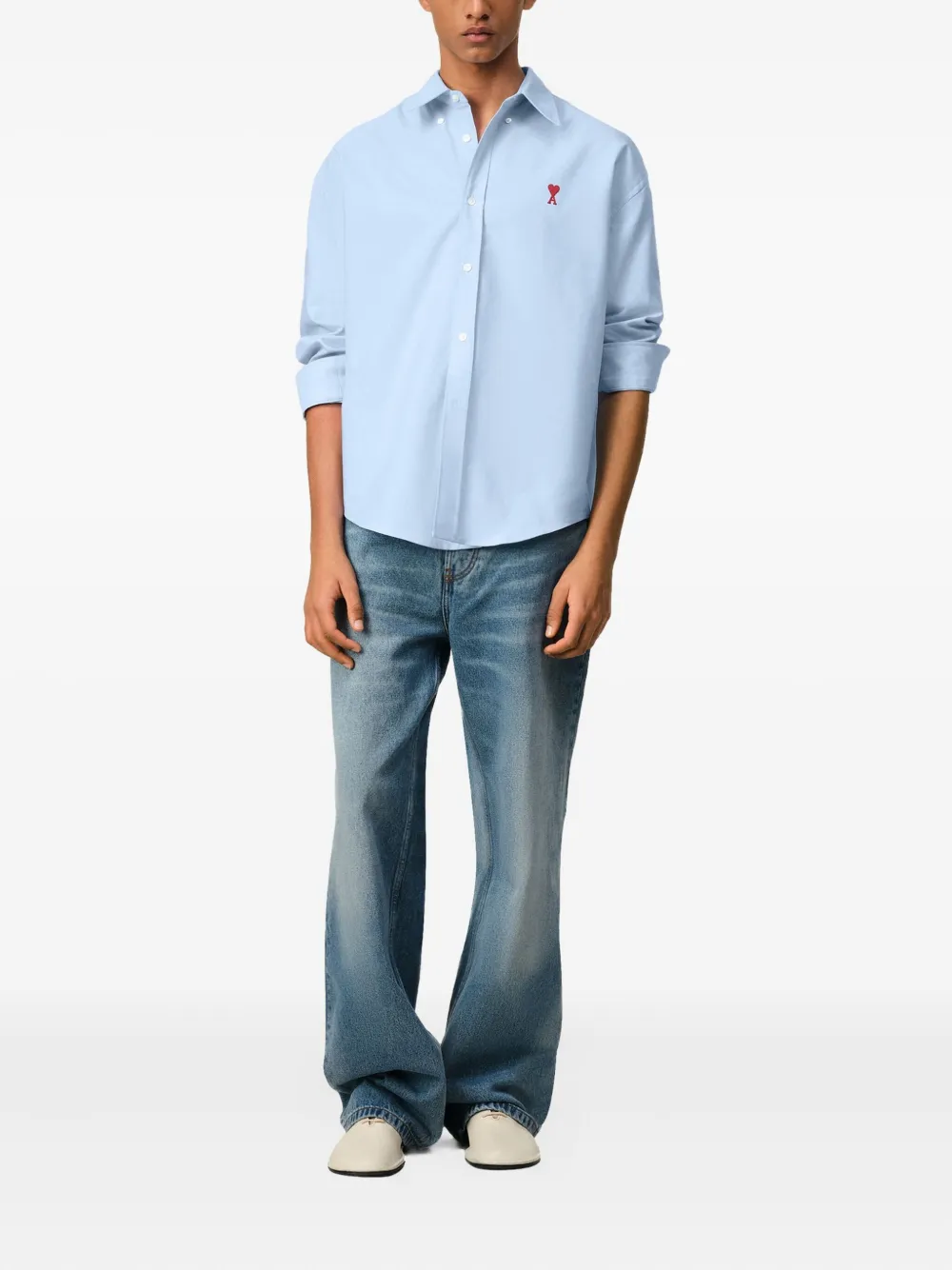 AMI Paris logo-embroidered poplin shirt | Women | Image 2