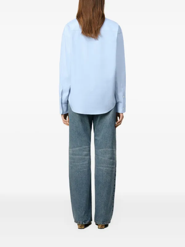AMI Paris logo-embroidered Poplin Shirt | Blue | FARFETCH