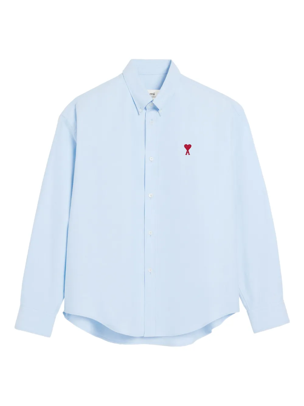 AMI Paris logo-embroidered poplin shirt | Blue | Image 1