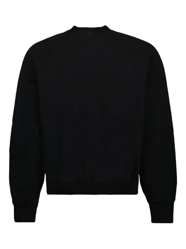 AMI Paris logo-embroidered organic-cotton Sweatshirt | Black