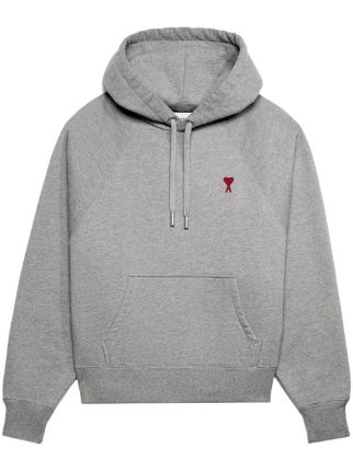 AMI Paris logo-embroidered organic-cotton Hoodie | Grey | FARFETCH