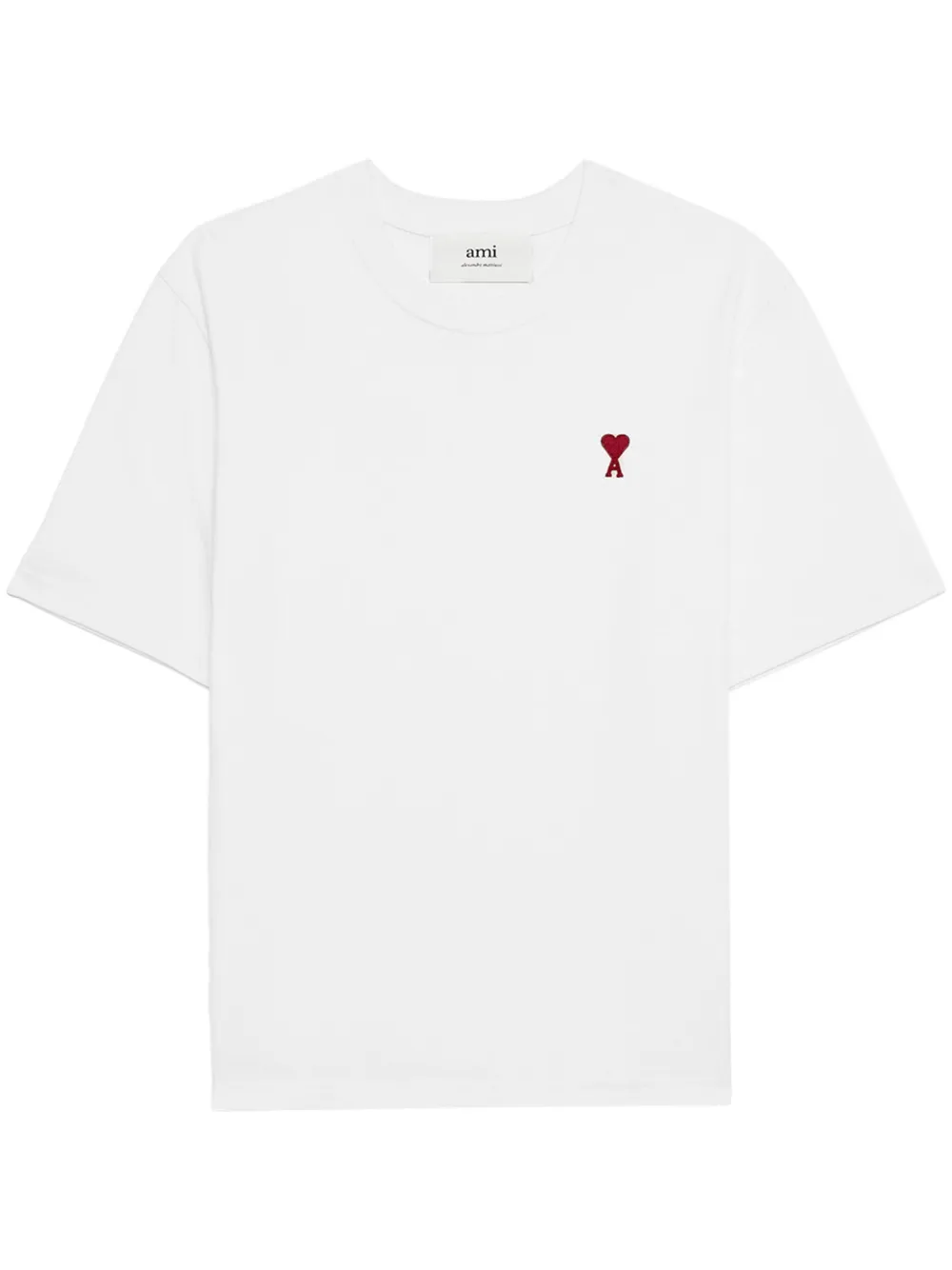 Image 1 of AMI Paris logo-embroidered organic cotton T-shirt