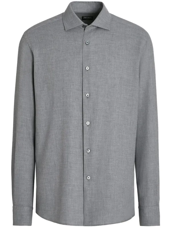Zegna Cashco Cotton-cashmere Shirt in Grey