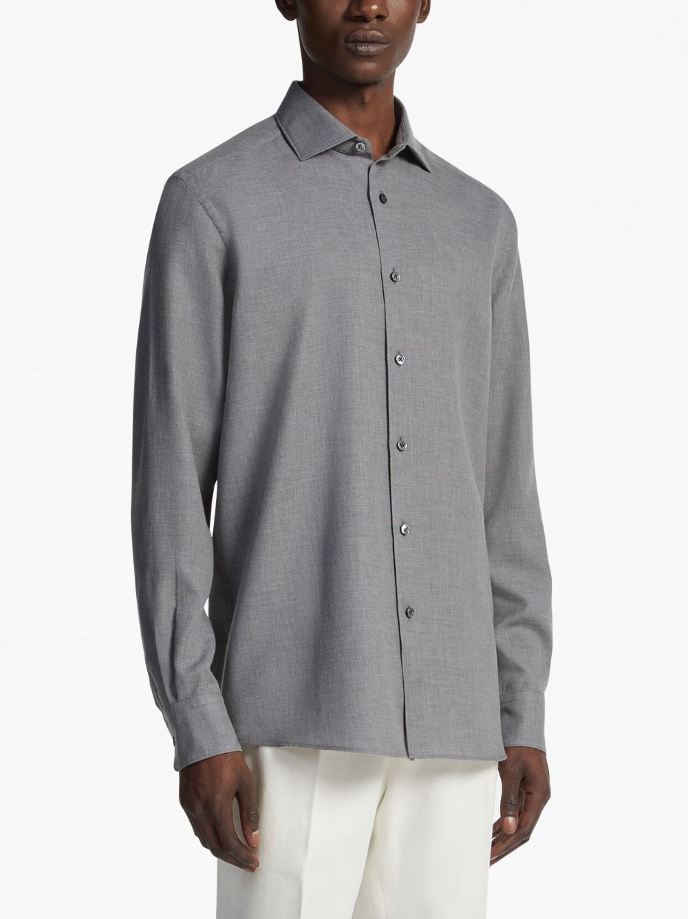 Shop Zegna Cashco Cotton-cashmere Shirt In Grey