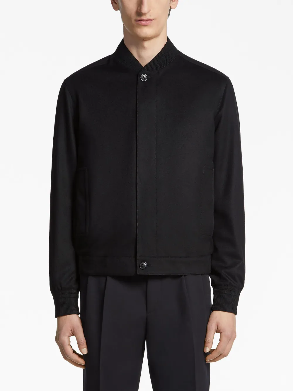 Zegna Elements Oasi cashmere bomber jacket Zwart