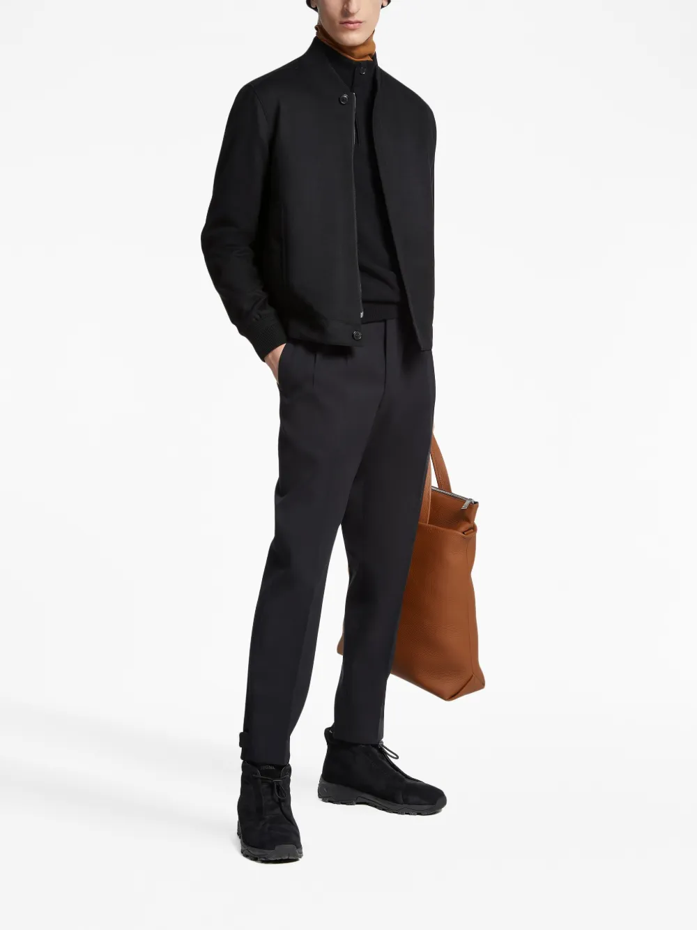 Zegna Oasi cashmere bomber jacket - Zwart