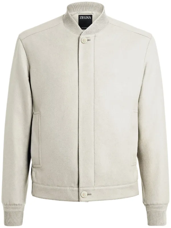 Zegna Elements Oasi Cashmere Bomber Jacket White FARFETCH TW