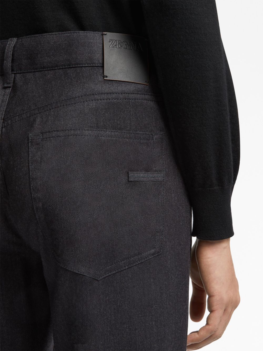 Shop Zegna Roccia Stonewashed Wool Trousers In Black