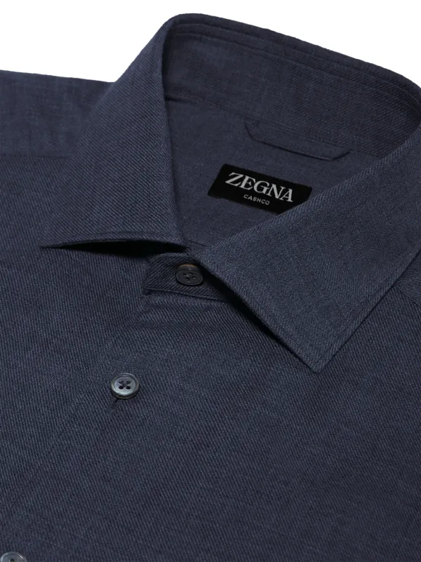 Zegna Cashco cotton-blend Shirt | ブルー | FARFETCH JP