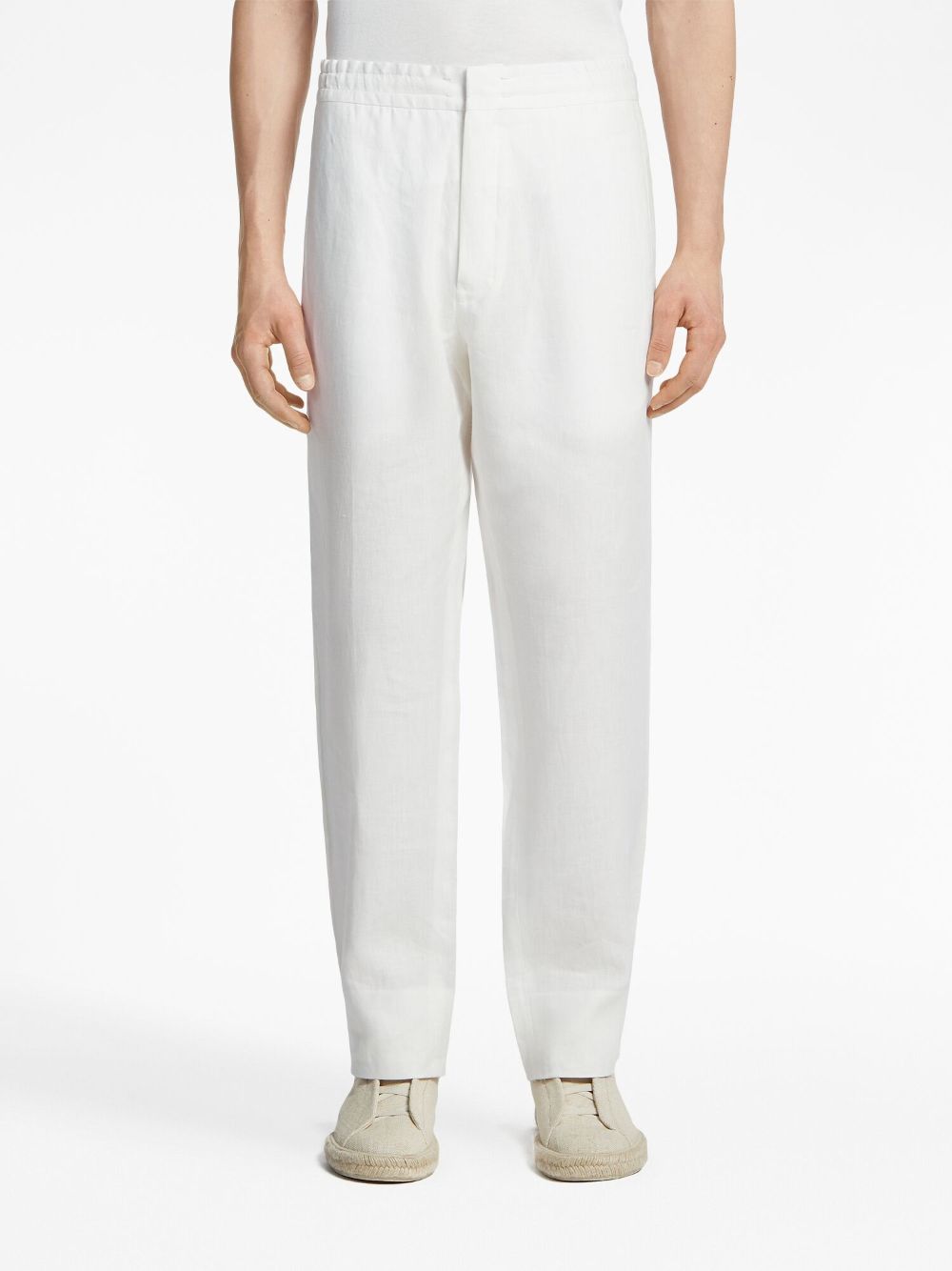 Shop Zegna Linen Track Pants In White