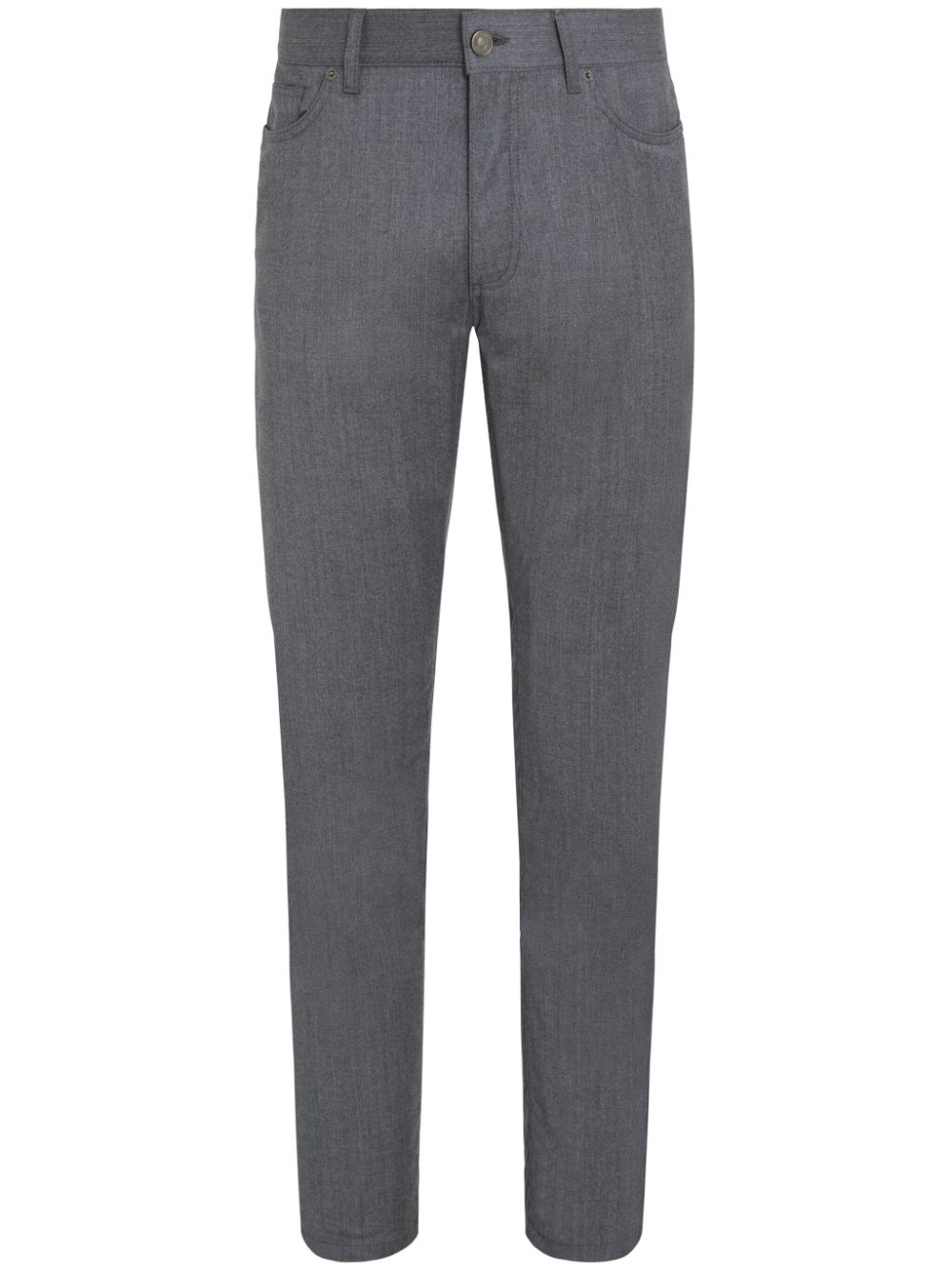 Shop Zegna Roccia Stonewashed Wool Trousers In Grey