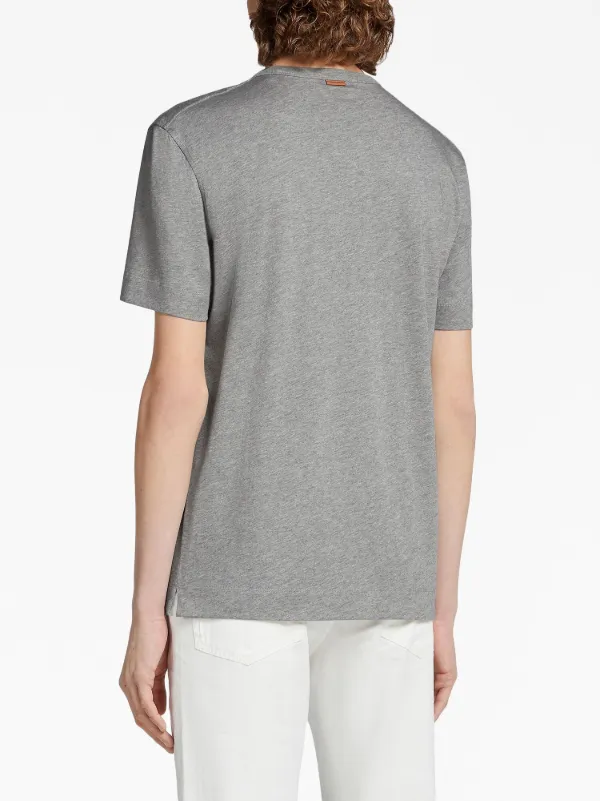 Tシャツ・カットソー ZEGNA COTTON T-SHIRT WITH LOGO EMBROIDERY Zegna logo-embroidered Cotton T-shirt | Grey | FARFETCH