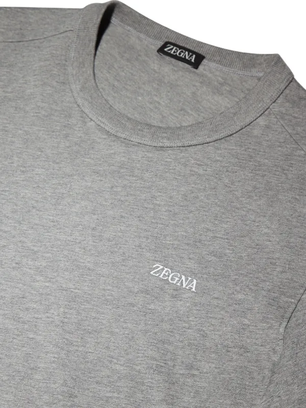 Zegna logo-embroidered Cotton T-shirt | Grey | FARFETCH