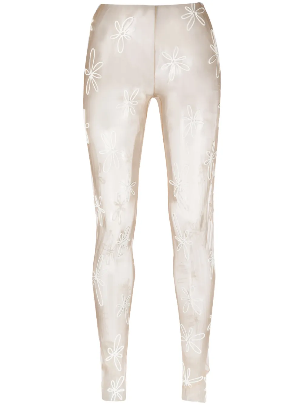 Kasia Kucharska floral-appliqué Sheer Leggings - Farfetch