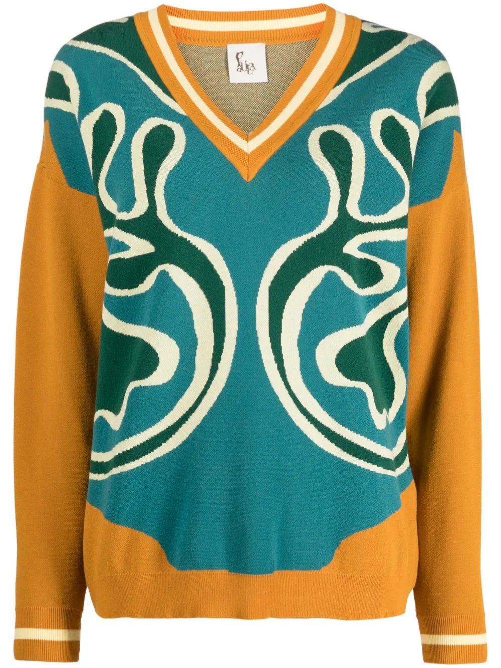 Paula Patterned-intarsia Striped Sweatshirt In Blue
